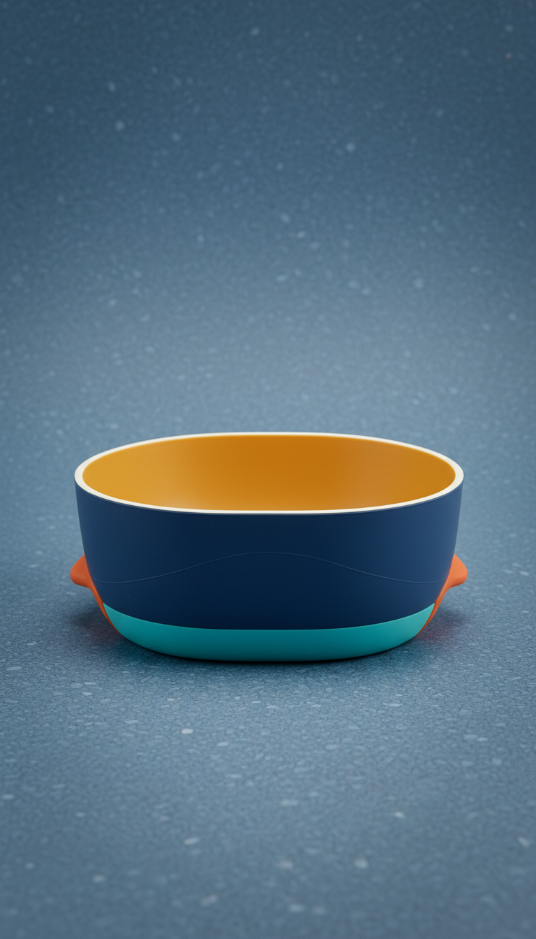 Deep blue silicone feeding bowl